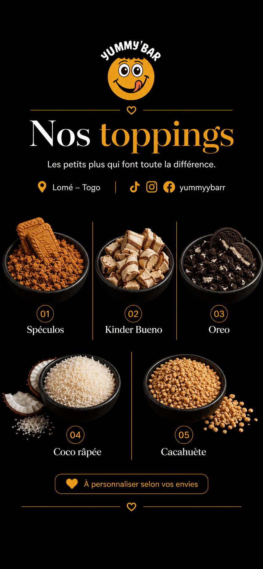 Toppings en supplément